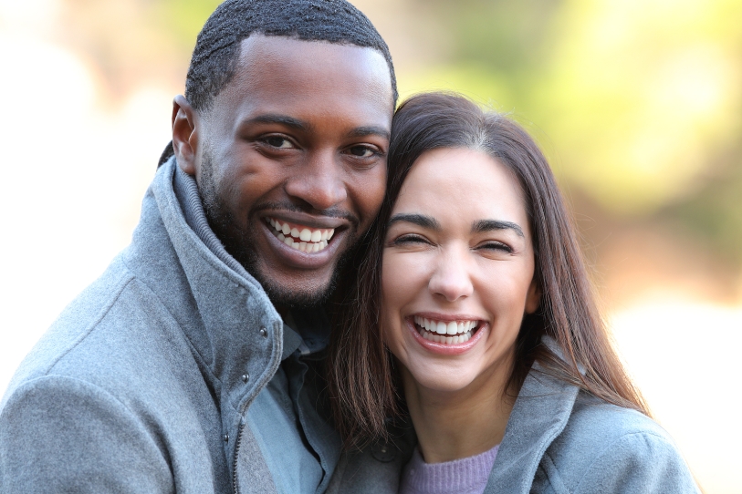 smiling couple with white teeth